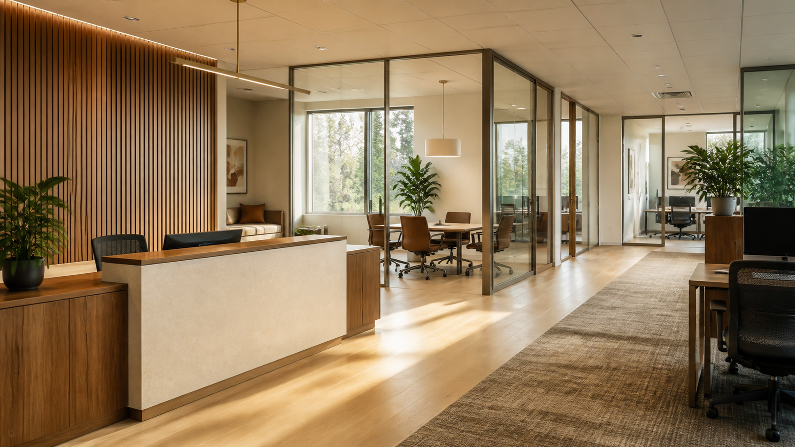 Clean organized professional office workspace